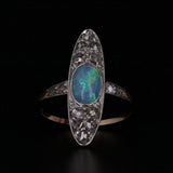 Vintage Opal Diamond Marquise Ring 14k Gold Platinum Size 5.75