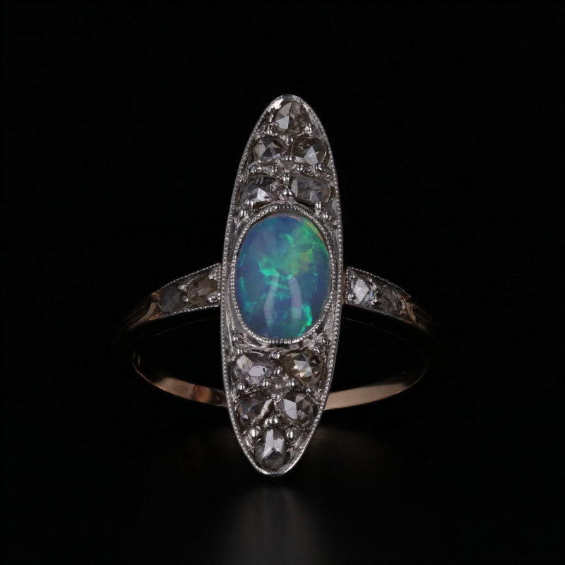 Vintage Opal & Diamond Cluster Ring in 14kt Gold, c.1950's | Burton's –  Burton's Gems and Opals