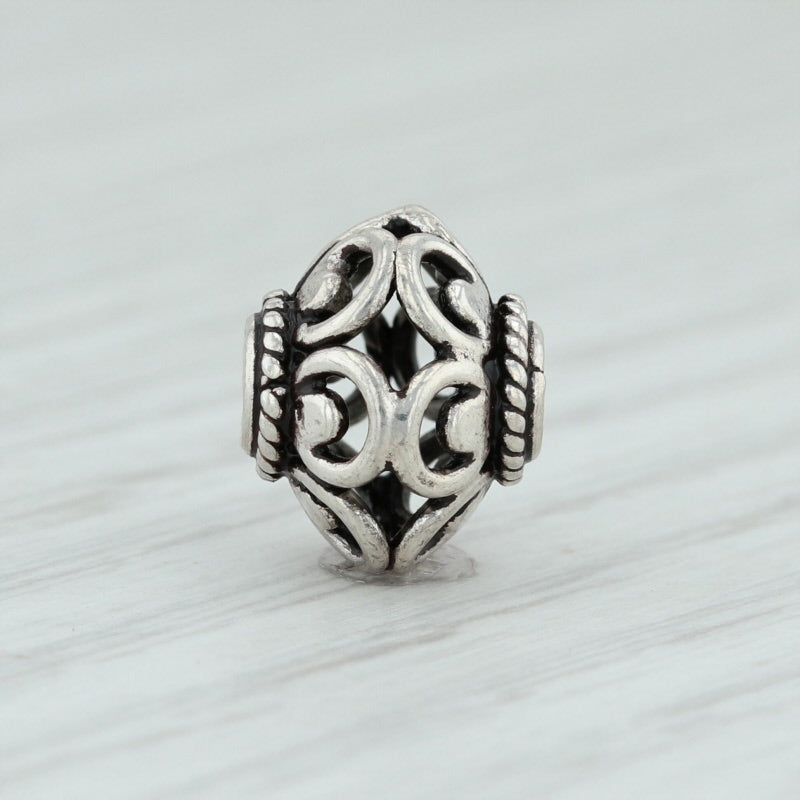 Light Gray Floral Bead Charm Sterling Silver Jewelry Making Crafting 925