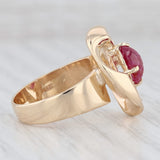 Scarab Ruby Cabochon Diamond Ring 14k Yellow Gold Size 7.25 Cocktail