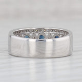 0.52ctw Sapphire Diamond 14k White Gold Size 6.75 Band Stackable Wedding