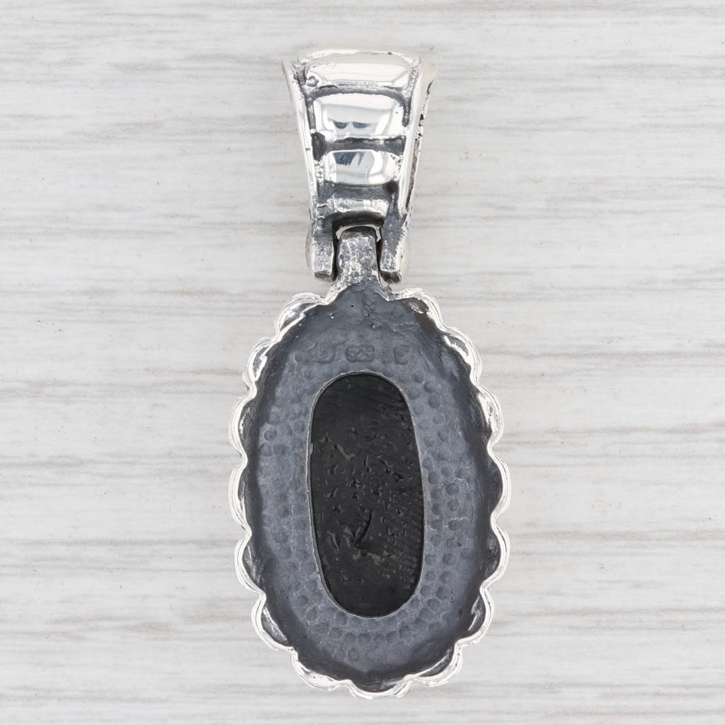 Light Gray New Black Resin Pendant 925 Sterling Silver Statement B12759