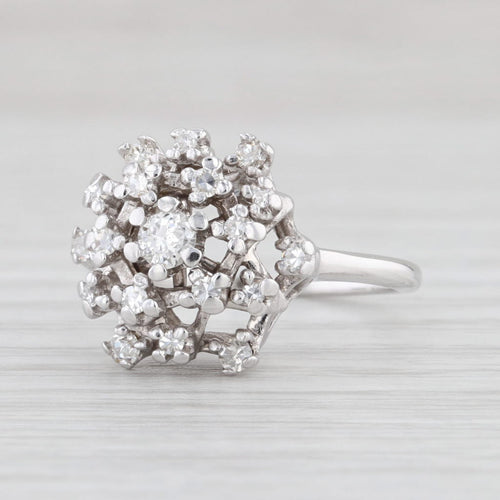 Light Gray Vintage 0.37ctw Diamond Cluster Ring 14k White Gold Size 6.5 Engagement
