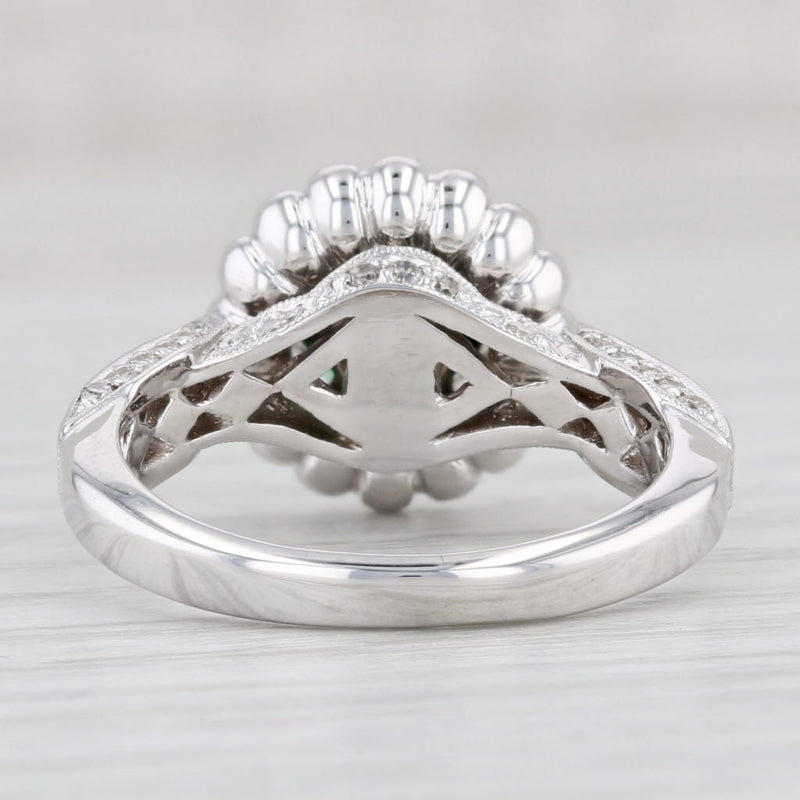 Light Gray 1.97ctw Oval Emerald Diamond Halo Engagement Ring 18k White Gold Size 7 GIA