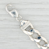 Light Gray Curb Cuban Chain Bracelet Sterling Silver 8.25" 12.4mm Lobster Clasp