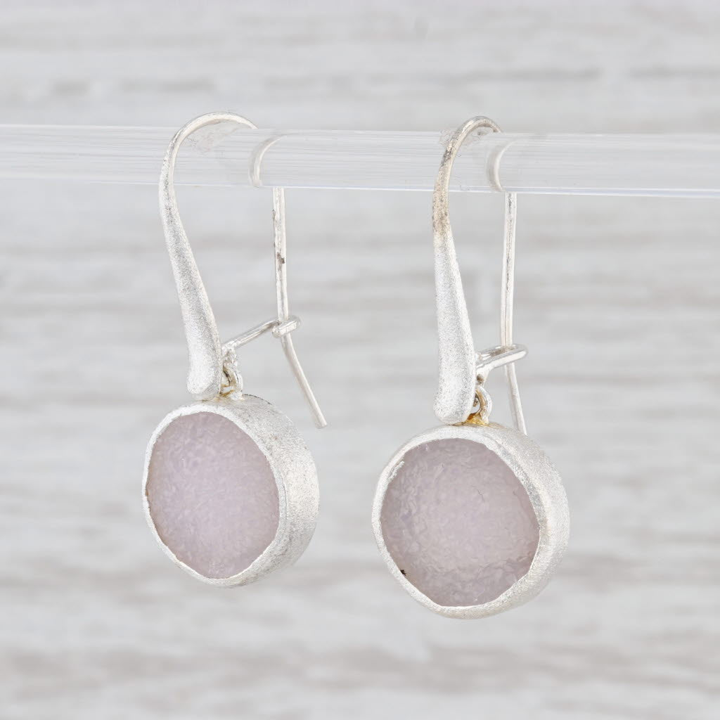 Light Gray New Nina Nguyen White Druzy Quartz Drop Earrings Sterling Silver Hook Posts