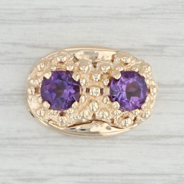 Light Gray 1.40ctw Amethyst Slide Charm 14k Yellow Gold February Birthstone