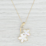 Light Gray Mother of Pearl Diamond Shooting Star Pendant Necklace 10k Gold 18" Box Chain