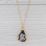 Light Gray New Nina Nguyen Geode Druzy Quartz Pendant Necklace Gold Vermeil Sterling 16-18