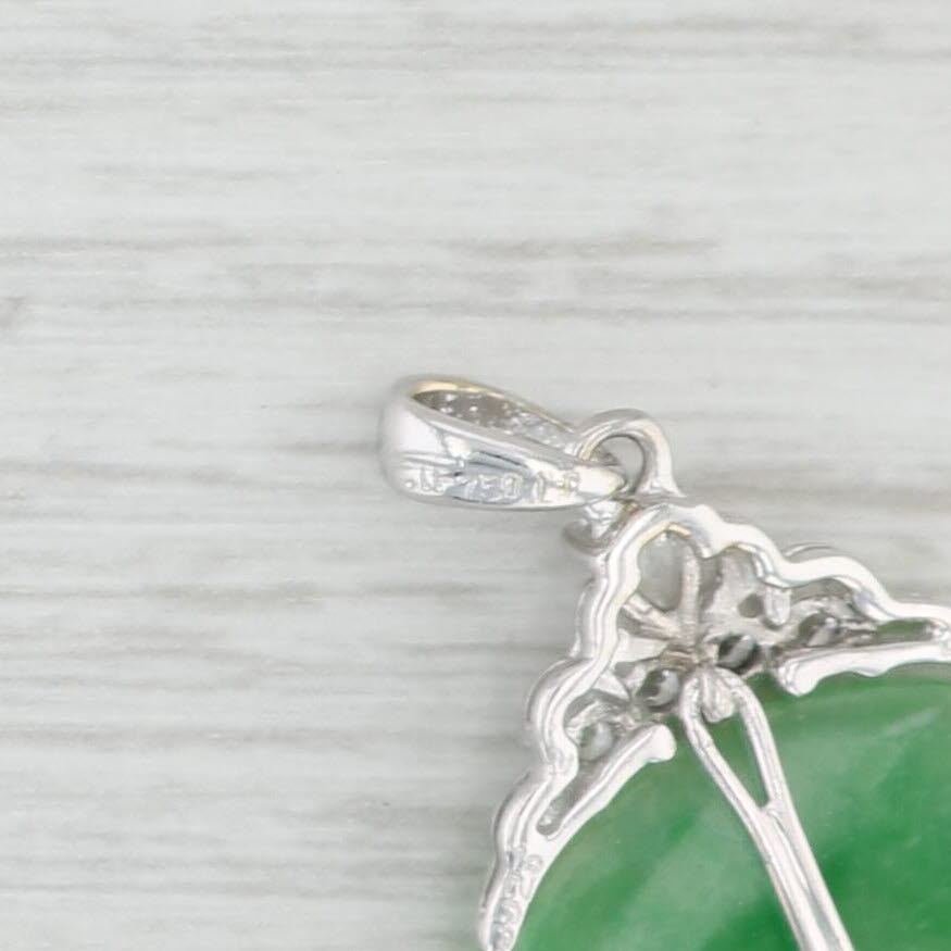 Light Gray Jadeite Jade Torus Pendant 18k White Gold 0.26ctw Diamonds Jade Gallery Report