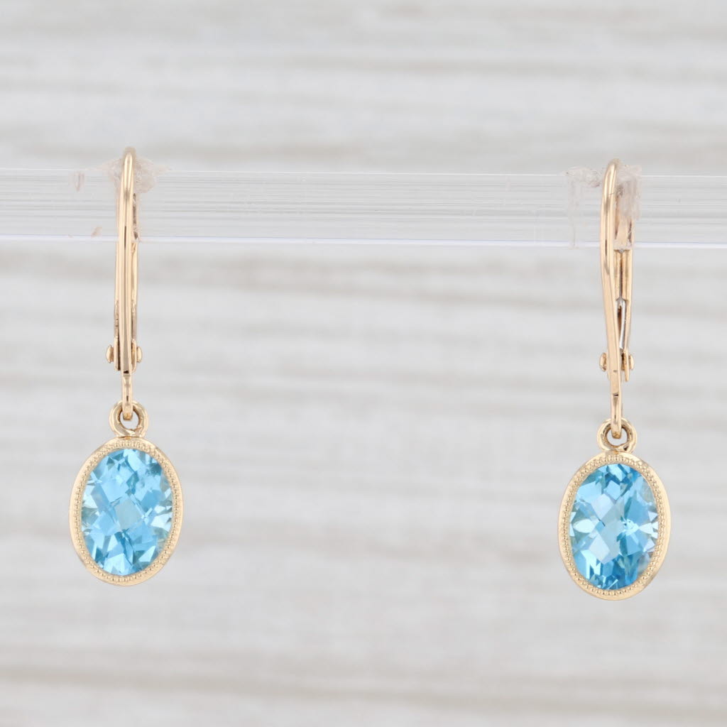 Light Gray New 1.68ctw Blue Topaz Drop Earrings 14k Yellow Gold December Birthstone