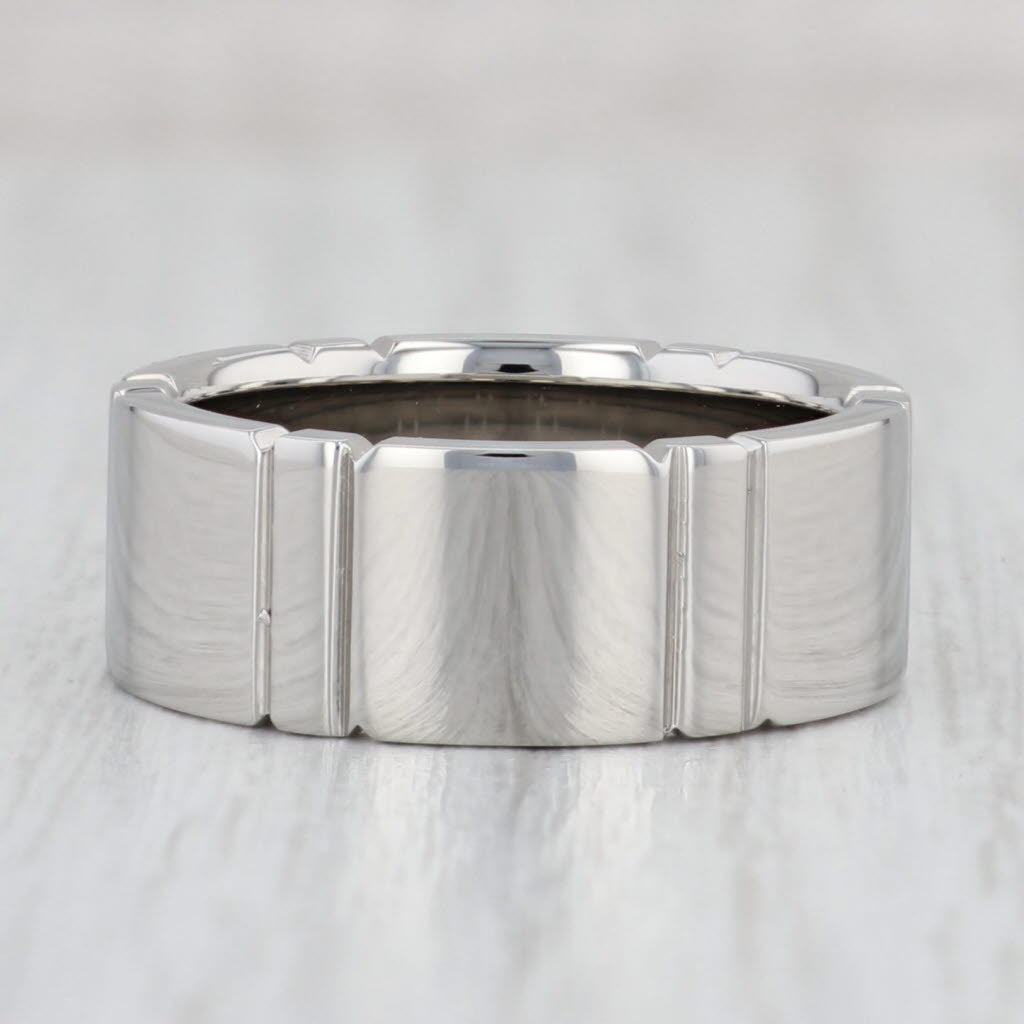 Light Gray New Beveled Titanium Ring Size 8 Wedding Band