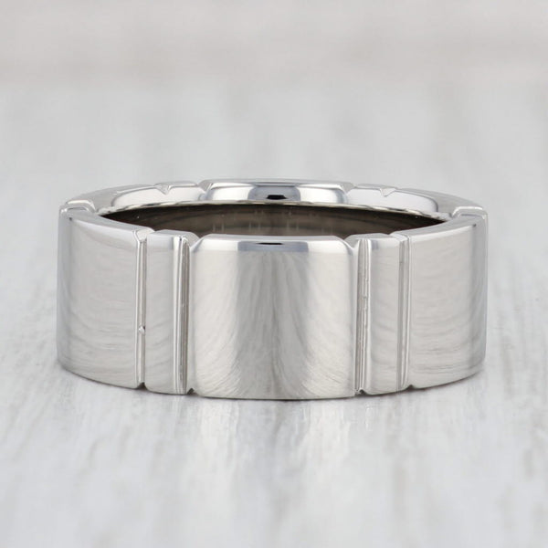 Light Gray New Beveled Titanium Ring Size 8 Wedding Band