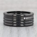 Gray Men's Cubic Zirconia Band Black Titanium Size 10 Wedding Ring