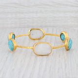 New Nina Nguyen Turquoise Moonstone Bangle Bracelet Sterling 22k Vermeil 8"