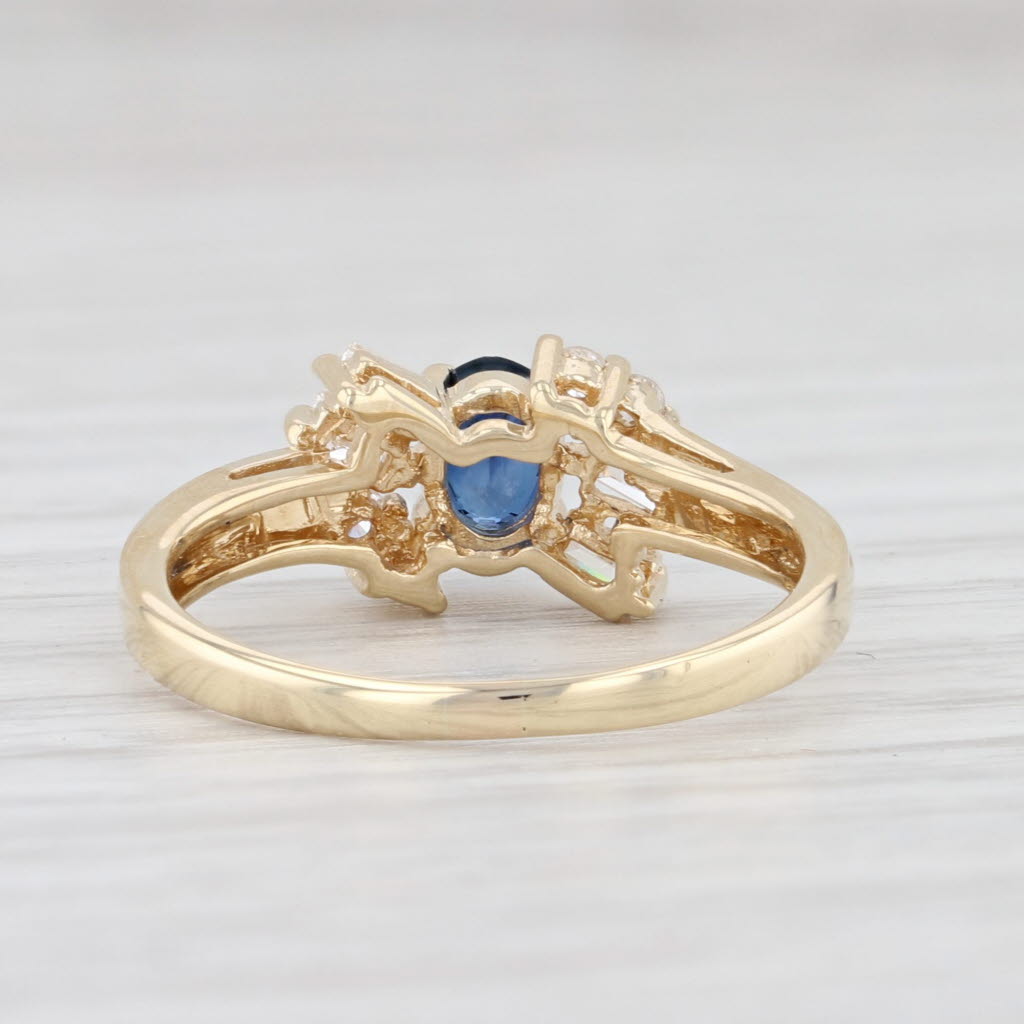 Light Gray 0.56ctw Blue Sapphire Diamond Ring 14k Yellow Gold Size 5 Engagement