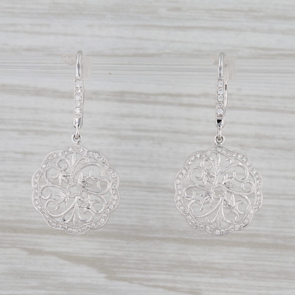 Gray New Beverley K Diamond Earrings 14k White Gold Filigree Openwork Drops