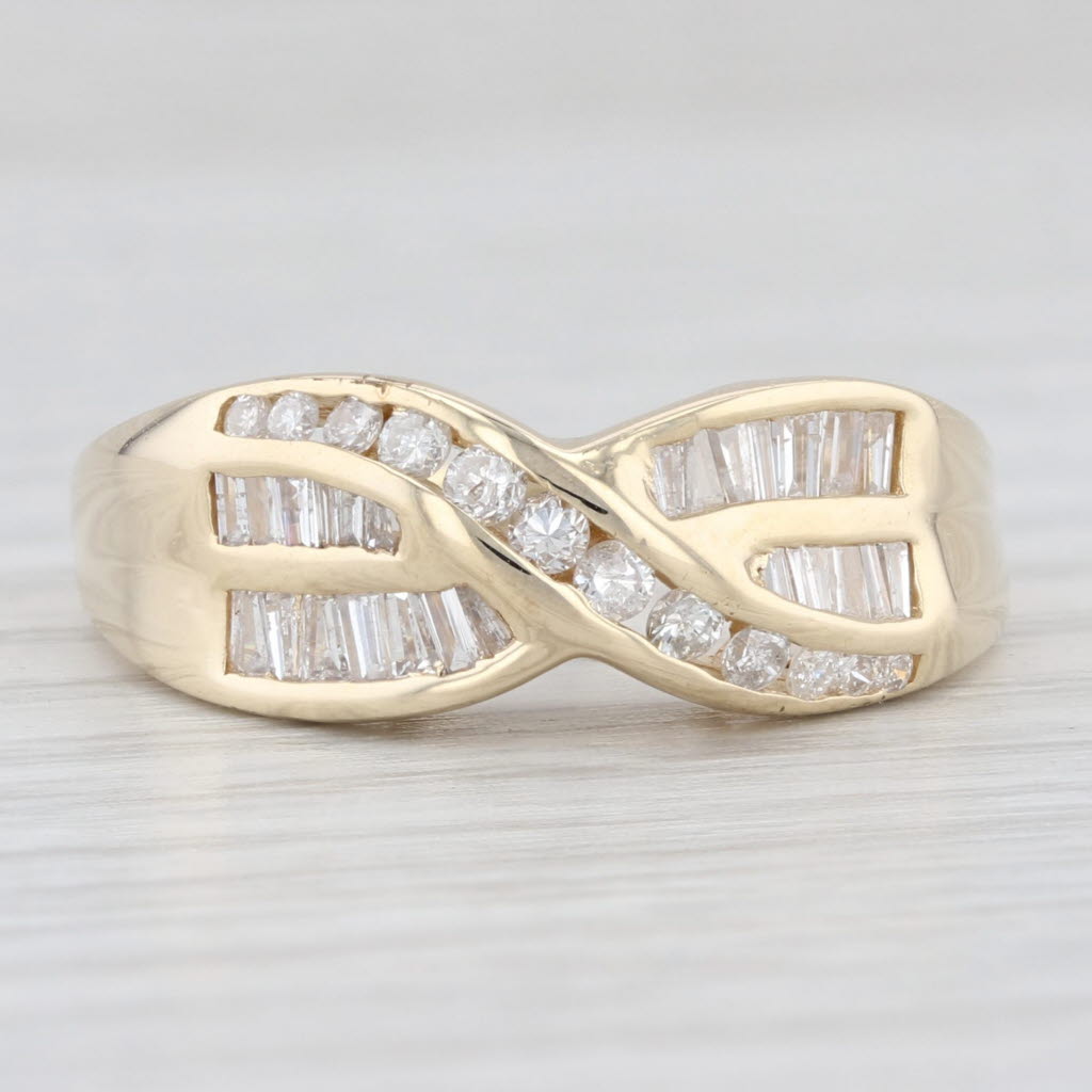 Light Gray 0.60ctw Diamond Bypass Ring 14k Yellow Gold Size 9