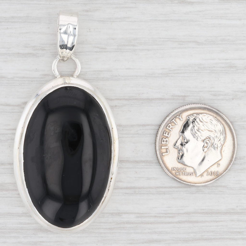 New Onyx Pendant 925 Sterling Silver Oval Solitaire B12622