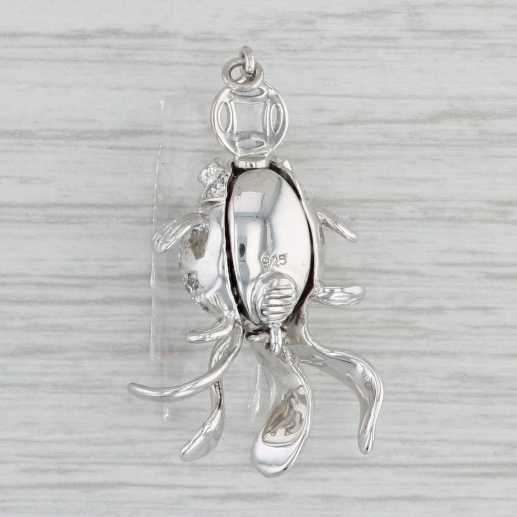 Gray New Fish Necklace Clasp Pendant Sterling Silver Cubic Zirconia Lab Created Ruby