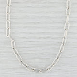 Light Gray 17.25" Elongated Cable Chain Necklace Sterling Silver Lobster Clasp 5.7mm