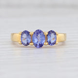New 1.30ctw Tanzanite Ring Sterling Silver Gold Vermeil Oval 3-Stone Size 10.25