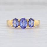 New 1.30ctw Tanzanite Ring Sterling Silver Gold Vermeil Oval 3-Stone Size 9.25