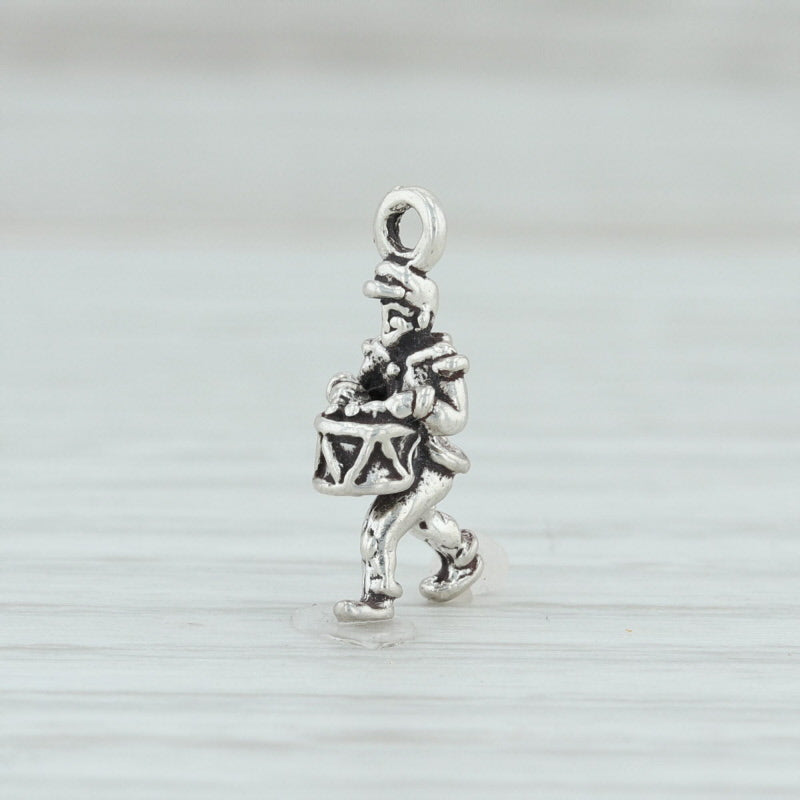 Light Gray Little Drummer Boy Charm Sterling Silver 12 Days of Christmas Drummers Drumming