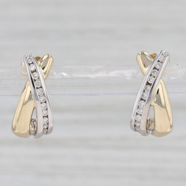 Light Gray 0.25ctw Diamond X J-Hook Earrings 14k Yellow White Gold Pierced Drops