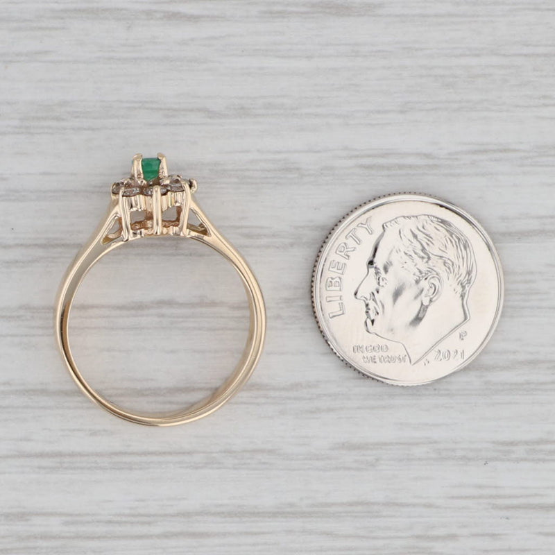 0.38ctw Oval Emerald Diamond Halo Ring 14k Yellow Gold Size 6.5