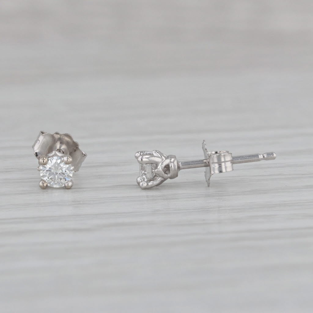 Gray New 0.18ctw Diamond Stud Earrings 14k White Gold Round Solitaire Studs