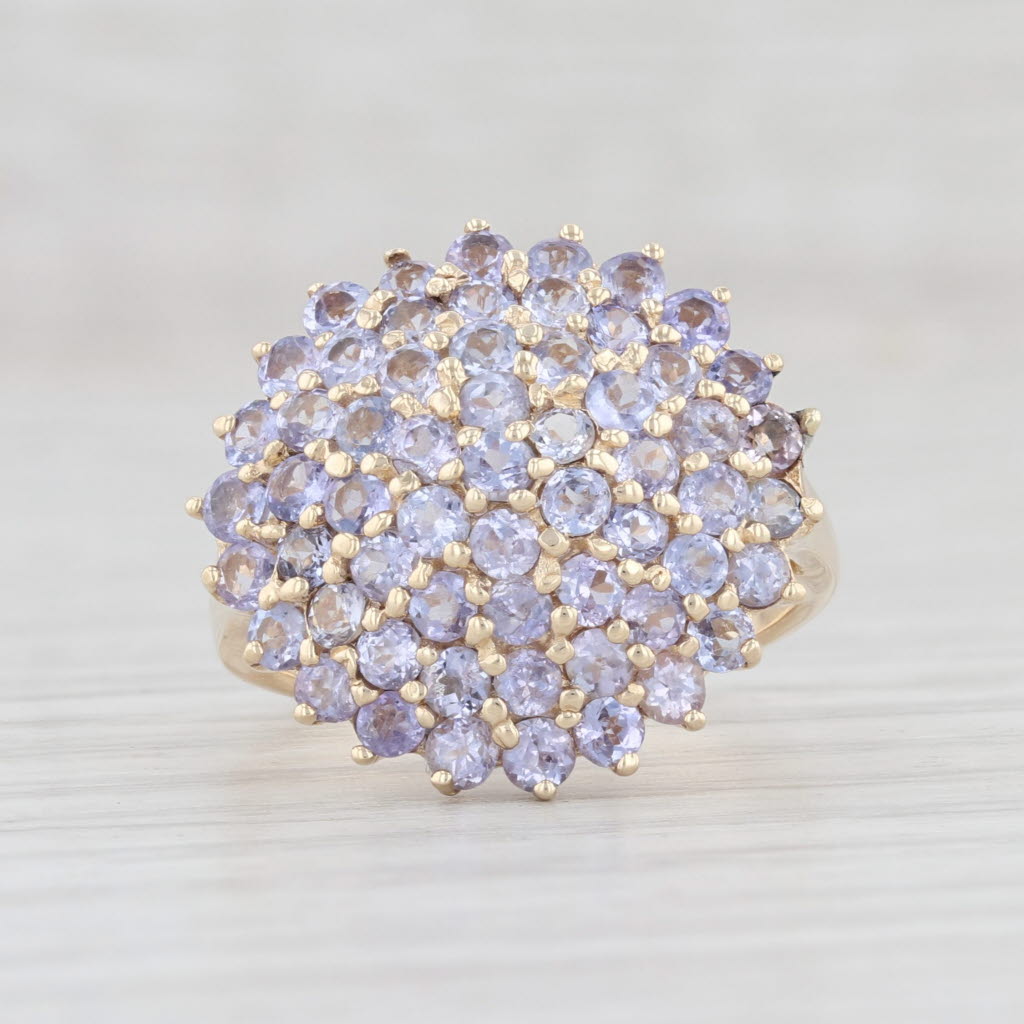 Light Gray 2.90ctw Tanzanite Cluster Ring 9k Yellow Gold Size 7 Cocktail