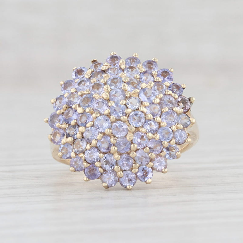 2.90ctw Tanzanite Cluster Ring 9k Yellow Gold Size 7 Cocktail