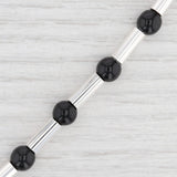 Light Gray New Black Glass Bead Statement Bracelet Sterling Silver 7” Toggle Clasp