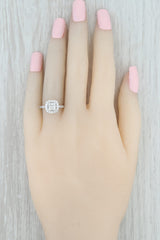 Light Gray 1.40ctw Diamond Halo Engagement Ring 18k White Gold Size 4.25 GIA Cushion Cut