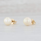 Light Gray Pearl Solitaire Stud Earrings 14k Yellow Gold June Birthstone