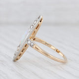 Vintage Opal Diamond Marquise Ring 14k Gold Platinum Size 5.75