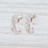 Light Gray Diamond J-Hook Earrings 18k White Gold Pierced Drops