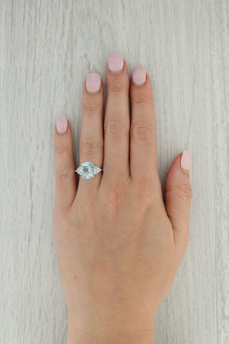Dark Gray Effy 3.36ctw Oval Aquamarine Diamond Ring 14k White Gold Size 7