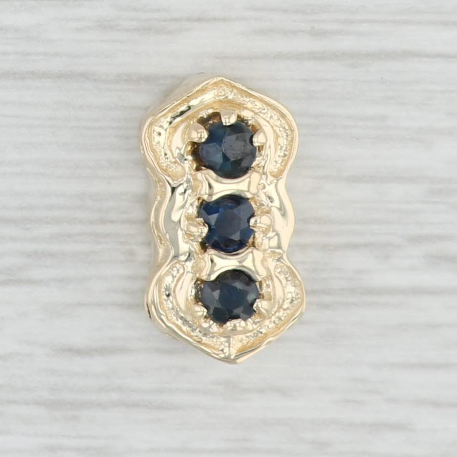 Light Gray 0.45ctw Blue Sapphire 3-Stone Slide Charm 14k Yellow Gold DHS