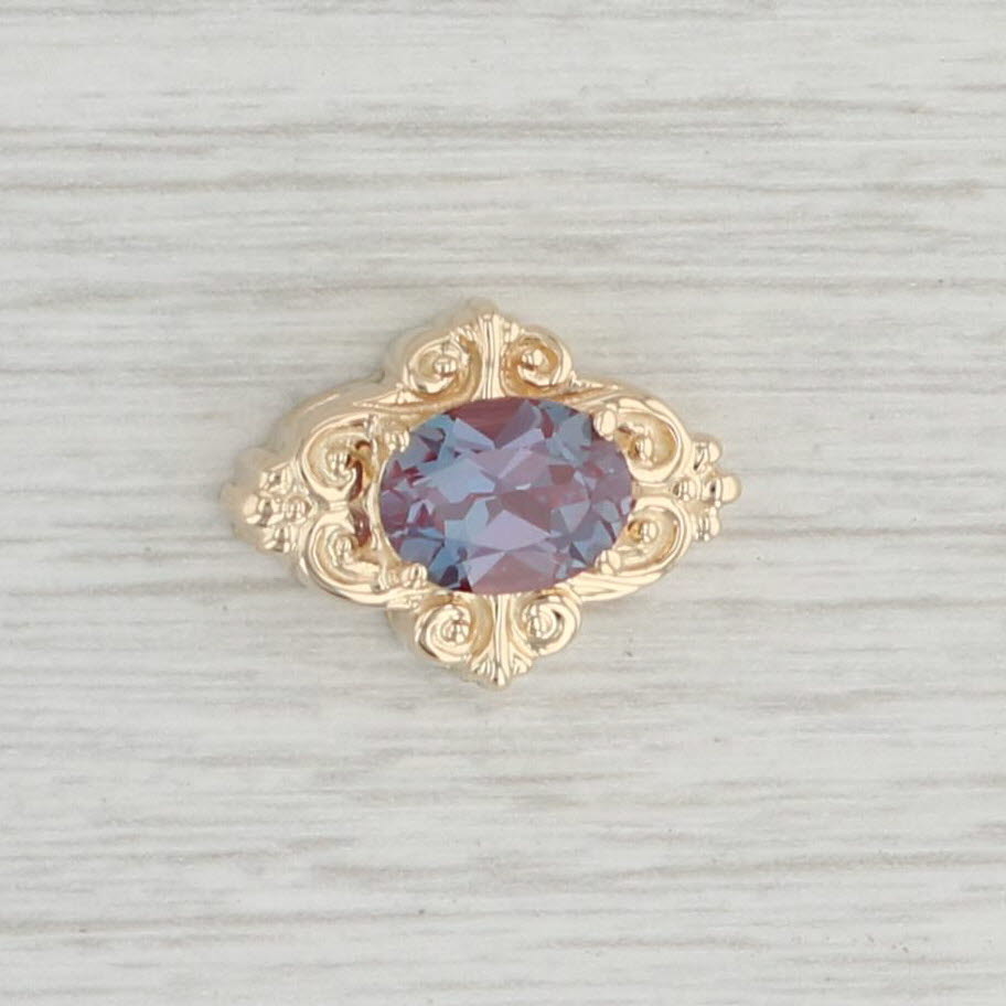 Light Gray Vintage Richard Klein 2.35ct Lab Created Alexandrite Slide Charm 14k Yellow Gold