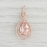 Light Gray 2.10ctw Peach Morganite Diamond Teardrop Pendant 14k Rose Gold Pear Cut