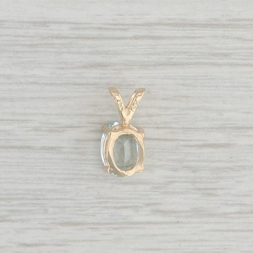 Light Gray New 1ct Aquamarine Pendant 14k Yellow Gold Oval Cut Solitaire March Birthstone