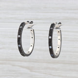 Light Gray New Nina Nguyen Hoop Earrings Moonstones Oxidized Sterling Silver Snap Top
