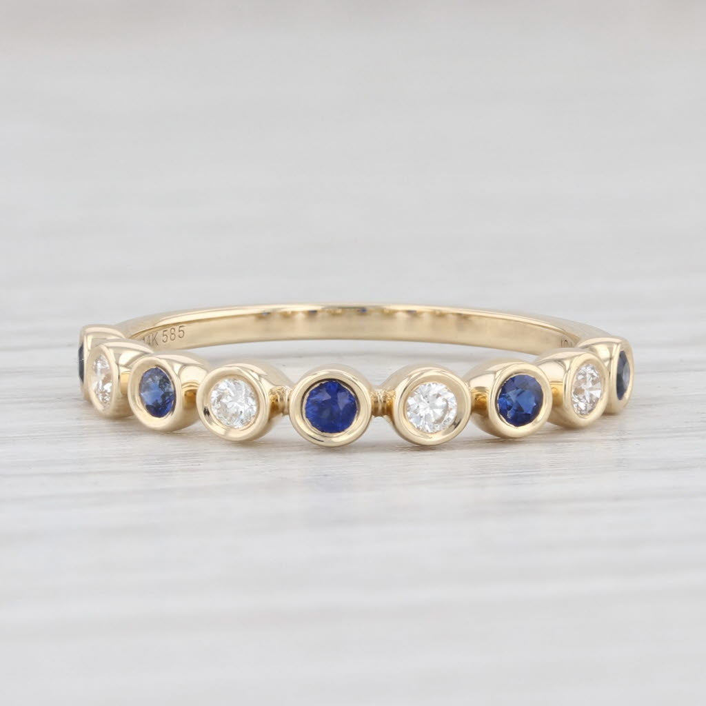 Light Gray New .32ctw Sapphire Diamond Stackable Ring 14k Yellow Gold Size 7 Stacking Band