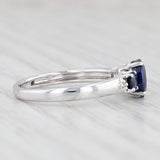 Light Gray 1.28ctw Brilliant Blue Oval Sapphire Ring 14k White Gold Size 5.5