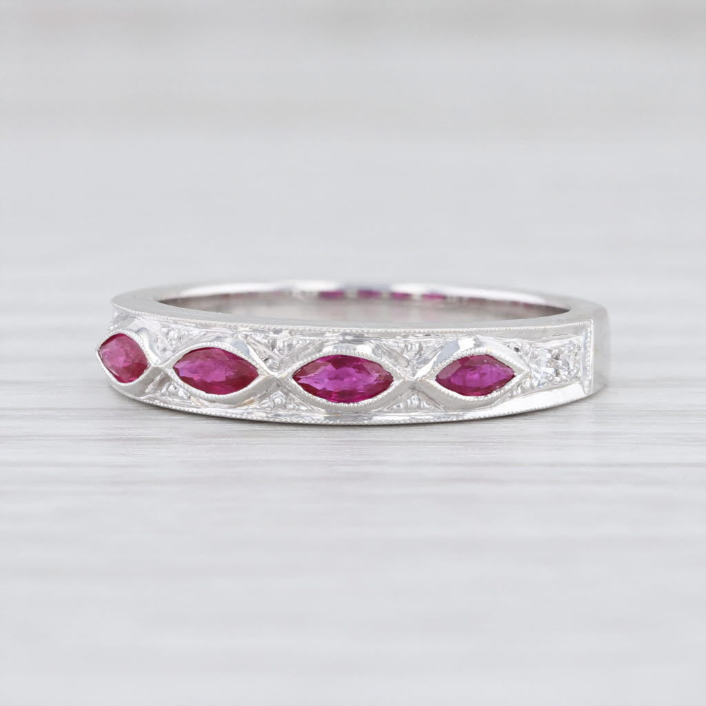 Light Gray New Beverley K 0.45ctw Ruby Diamond Stackable Ring 18k White Gold Band Size 6.5