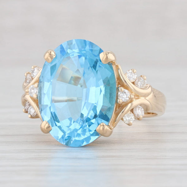 Light Gray Town & Country 10.35ctw Blue Topaz Diamond Ring 14k Yellow Gold Size 7 Cocktail