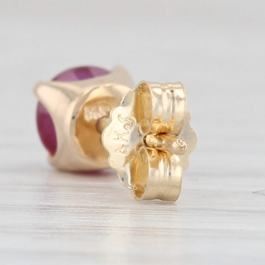 Light Gray 0.80ctw Ruby Stud Earrings 14k Yellow Gold July Birthstone Round Solitaire Studs