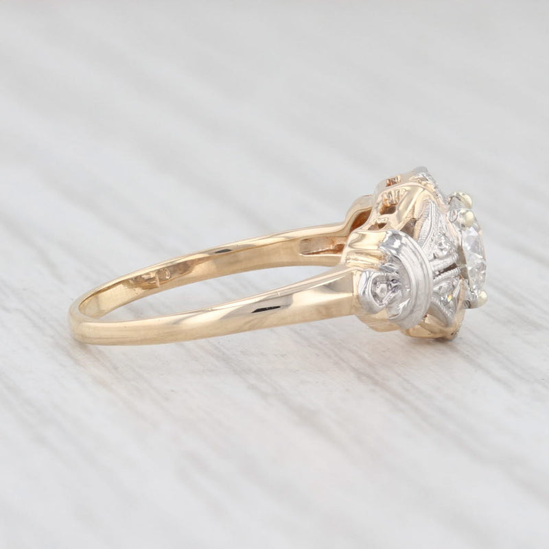 Light Gray 0.59ctw Diamond Art Deco Engagement Ring 14k Yellow Gold Size 5 Old Euro Cut VS2